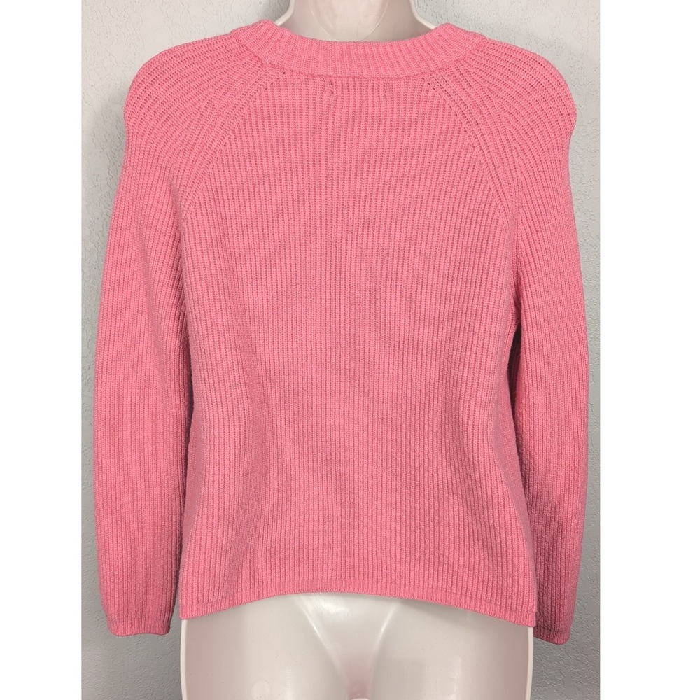 Tahari Pink Knit Sweater‎ Women's Size S Long Sleeve Ribbed Crew Neck Coral - Picture 3 of 8